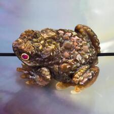 Bronze Mother-of-Pearl Shell Toad Frog Bead Carving Collection or Jewelry 7.28 g picture