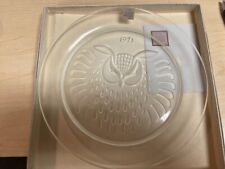 Vintage Lalique Crystal Plate w/ Owl Etched Design Dated 1971 w/ Box DS30 picture