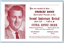Daytona Beach Florida FL Postcard Charles Davis Second Anniversary Revival 1957 picture