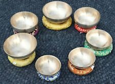 Set of 7 handmade singing bowls, Tibetan bowls for meditation, Chakra healing. picture