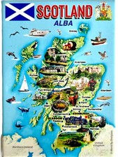 Scotland Graphic Map and Attractions Souvenir Fridge Magnet 2.5" X 3.5" picture