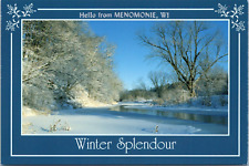 Hello from Menomonie WI Snow Covered Trees by River Sunny Day Winter Splendor picture