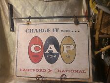 Vintage 1960s CAP (Charge Account Plan) Double-Sided Tin Sign w/Original bracket picture