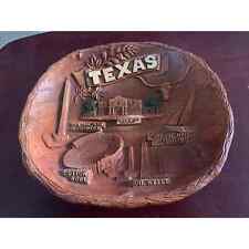 Vintage Texas USA Resin Faux Wood Landmarks Souvenir Bowl 3D Relief by Taco picture