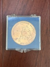 1969 Apollo 11 Moon Landing Bronze Commemorative Medal Armstrong Aldrin Case picture