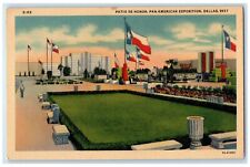 1937 Patio De Honor Exterior Flag Field Pan-American Exposition Dallas Postcard picture