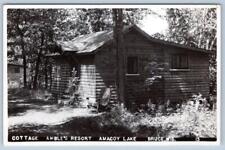 1940's RPPC COTTAGE AMACOY LAKE BRUCE WISCONSIN AMBLE'S RESORT POSTCARD picture