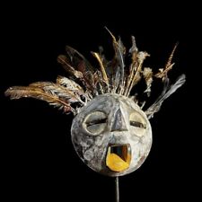African Original Embossed Wood Round African Mask, 'Edudzi' mask-G1283 picture