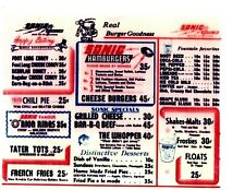 EARLY SONIC DRIVE IN  MENU 8X10 GLOSSY REPRINT HAMBURGERS VINTAGE picture