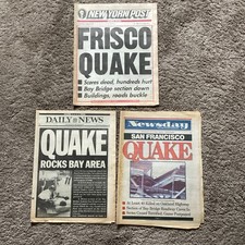San Francisco Earthquake October 18, 1989- 3 N.Y. Newspapers- Covers plus only picture