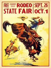 1930s State Fair Rodeo Poster Cowboy Vintage Style Western Poster - 18x24  picture