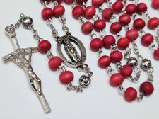 Saint Peregrine Catholic Rosary Red Sandalwood Beads Patron Saint of Cancer picture