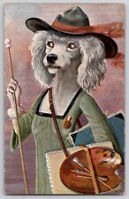 Anthropomorphic Dressed Poodle Dog As an Artist Postcard 2047/1 A/S L Schropler picture