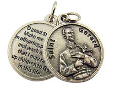 St Gerard Silver Toned Catholic Patron Saint Charm with Prayer Back, 3/4 Inch picture