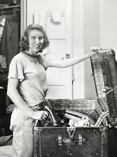 J9 Photograph 1940's Woman Packing Unpacking Trunk Luggage picture