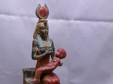 Ancient Egyptian Antique Statue of Goddess Isis Breastfeeding Baby Horus BC picture