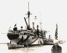 WW1 USS Henderson Dazzle Camouflage Stern Ship Boat US Navy AP-1 RPPC Postcard picture