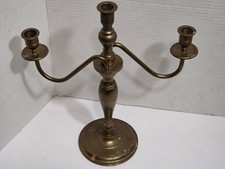 Vintage Brass 3 Candle Candelabra Candlestick Holder Swing Arm -Shows Aging picture