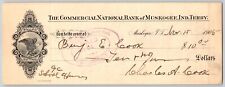 Muskogee, OK 1905 Indian Territory $10 Commercial National Bank Check - Scarce picture