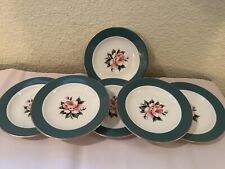 1955 Set Of 6 Homer Laughlin Eggshell Cavalier Empire Green Coffee Plates 6” picture