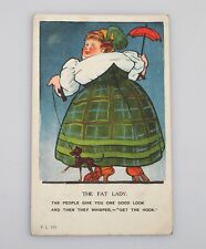 Vintage Postcard Obesity The Fat Lady Get The Hook picture