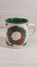 Potpourri Press Christmas Mug Coffee Tea Wreath Red Green Christina Korea 1989 picture