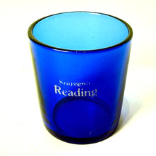 READING PA Antique BLUE Depression Glass Souvenir TRINKET CUP picture