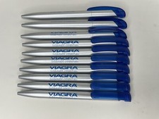 VIAGRA Lot Of 10 Ink Pens Plastic Silver & Blue picture