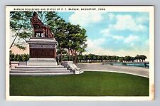 Bridgeport CT-Connecticut, Statue of P.T. Barnum, Antique Vintage Postcard picture