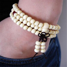 6mm White sandalwood 108 Beads Tassel Mala Bracelet energy Bless Healing Veins picture