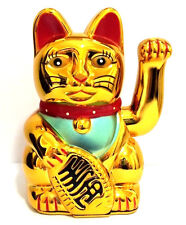 Feng Shui GOLD BECKONING CAT Wealth Lucky Waving Kitty Maneki Neko 5