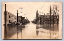JH3/ Delaware Ohio RPPC Postcard c1913 Flood Disaster Stores Church  38 picture
