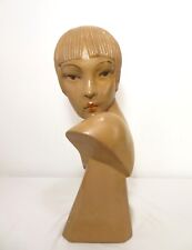 VTG Art Deco 1929 CERAMIC FLAPPER GIRL MILLINERY HAT DISPLAY Mannequin Head RARE picture