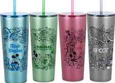 Disney Parks Starbucks 4 Theme Park Collector Metal Tumblers 2023 New picture