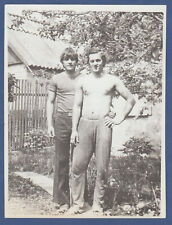 Handsome guys hugging, affectionate men, naked torso Soviet Vintage Photo USSR picture