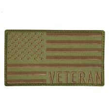 2pk New Coyote Brown Veteran US Flag Patch w/ Hook Back 3 1/2