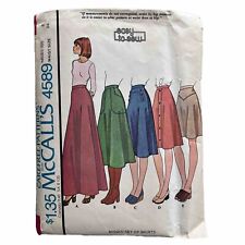 McCalls 4589 Skirts Maxi Midi Knee Above Knee Mini Size 8 Waist 24 Button Yoke picture