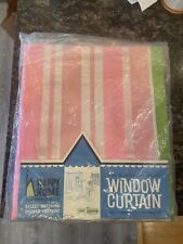 Vtg 1960's Vinyl Window Curtain Pink Green Happy Home Woolworth picture