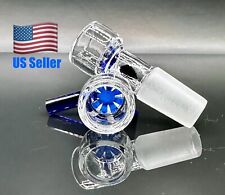 1x 14mm Blue Glass SNOWFLAKE SCREEN Slide BOWL Male for Glass Water Pipe Bong picture