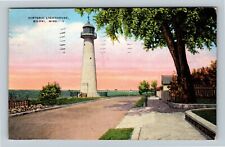 Biloxi, MS-Mississippi, Historic Lighthouse, Vintage Linen c1942 Postcard picture