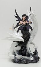 Dark Fairy Purple and Black Petting Her Favorite White Dragon Collectible picture