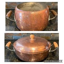 Stockli Netstal Hand Hammered Copper Pot Lot Of 2 One Has Lid Wood Handled picture