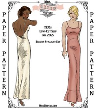 Vintage Sewing Pattern 1930s Bias-Cut Slip or Evening Gown #2065 32-48 Inch Bust picture