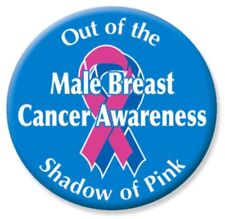 Male Breast Cancer Awareness Pin-back Button, 2 1/4