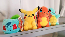 NEW Full Lot Pokemon Plush 4 Squirtle Bulbasaur Charmander Pikachu Clawee picture