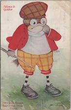 Comic Golf Postcard Man Broken Golf Club Silence is Golden 1907 picture