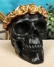 Ebros Day of The Dead Copper Rose Laurel Black Skull Figurine Sugar Skull Decor picture