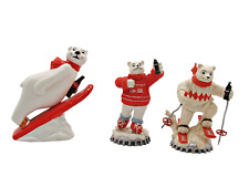 Lot of 3 Vintage Coca Cola Polar Bears Enesco Figurines 1995 Sports Collectible picture