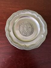 Vintage Etain Fin Pewter Plate Luther Coat Of Arms Cross Rose Mark 4” History picture