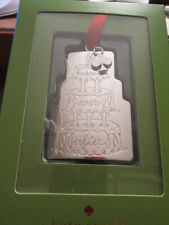 KATE SPADE LENOX $30 Silver-Plated HAPPILY EVER AFTER Wedding Cake Ornament NIB picture